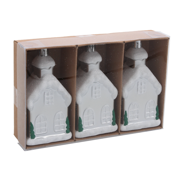 KPL. 3 OZDÓB CHOINKOWYCH - DOMEK 9 CM opak=12kpl *7373