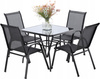 ZESTAW MEBLI OGRODOWYCH - 4 KRZESŁA + KWADRATOWY STOLIK - CZARNY *3521