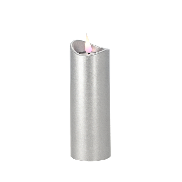 CANDLE LED 5CMX15CM CU BATERII ARGINTII FLACĂRĂ ROZ*9686