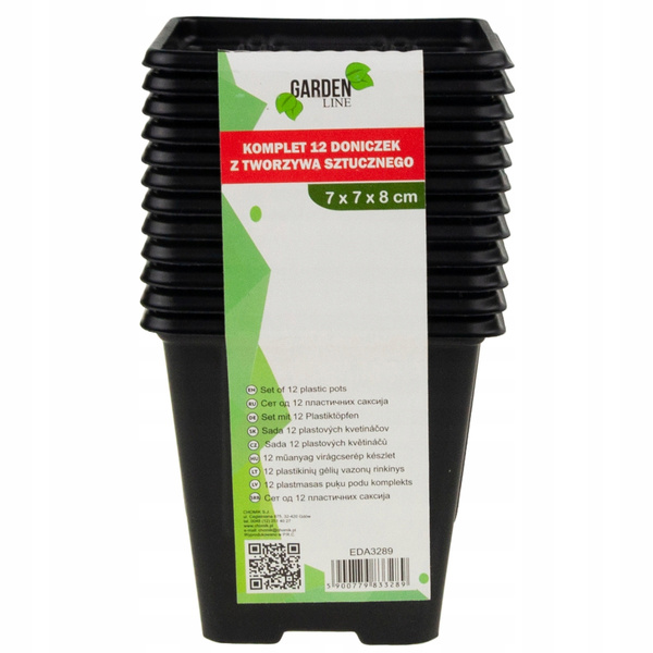 SET OF 12 PLASTIC POTS 7 x 7 x 8 CM