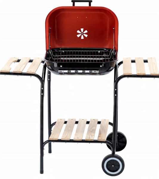 AMERICAN CHARCOAL BBQ WITH SIDE SHELVES AND WHEELS 96 x 45 x 75 CM