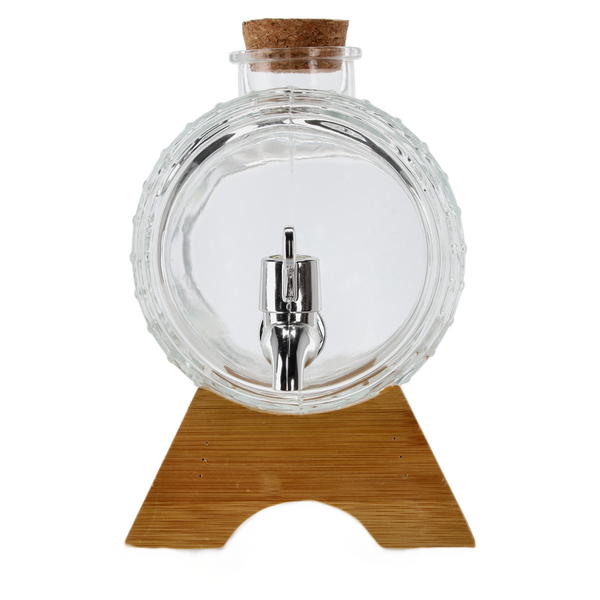 1,5 L GLASS BRREL ON A WOODEN STAND
