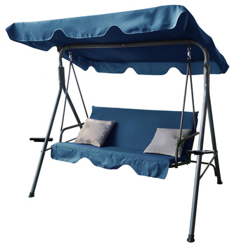 GARDEN SWING A-TYPE 170 x 110 x 153 cm NAVY BLUE WITH GREY PODS. AND COASTERS *9696