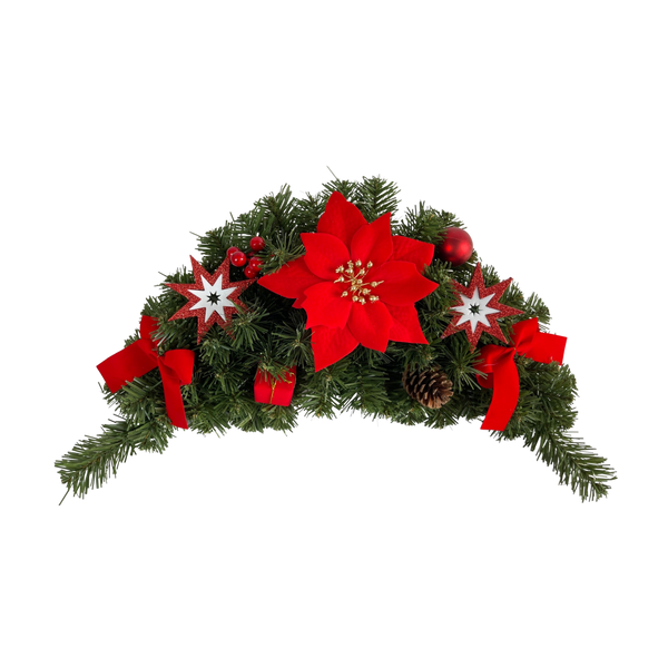 DECORAȚIUNE DE CRĂCIUN DEPENDENTĂ 60 CM ROȘIE CU POINSETTIA *0583