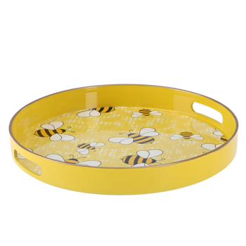 ROUND TRAY WITH HANDLES 33 x 33 x 4,2 CM YELLOW WITH BEES
