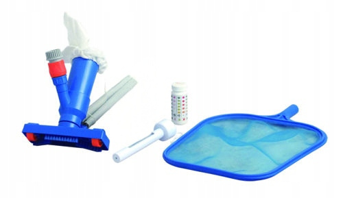 KIT DE CURĂȚARE PENTRU BAZIN MARE (DISTRIBUITOR, TERMOMETRU, TESTER PH, ASPIRATOR, PLASĂ, BÂTĂ) *2937