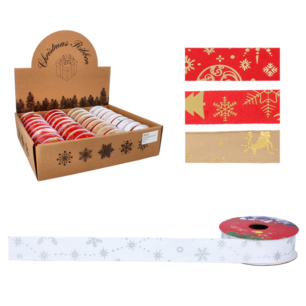 CHRISTMAS DECORATIVE RIBBON 2.5 CM x 2.7M