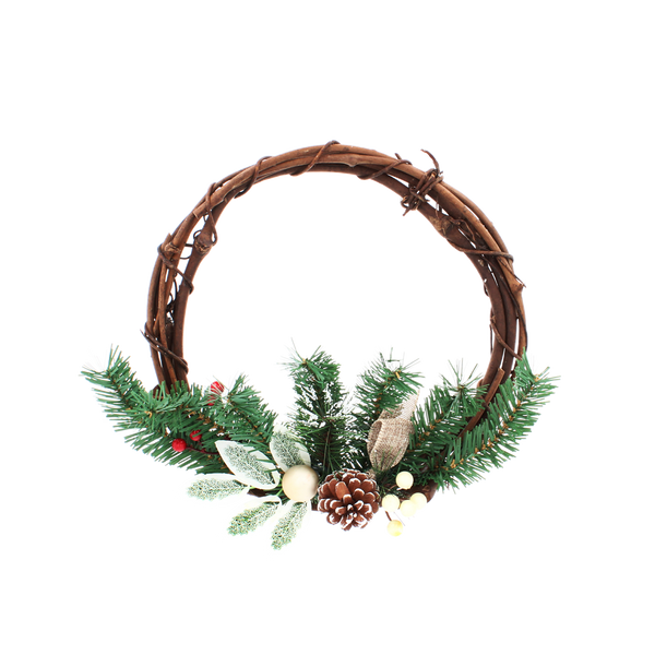 HANGING CHRISTMAS WREATH 30 CM RATTAN