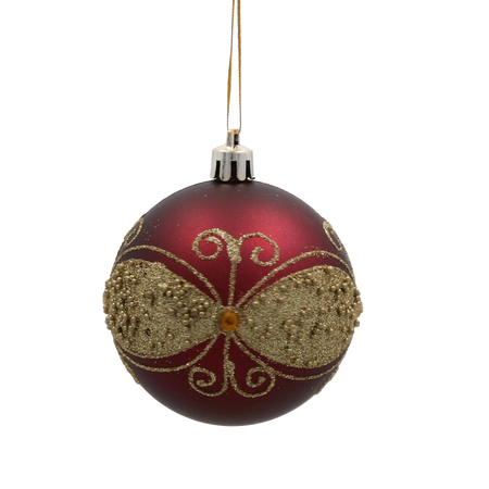 SET 6 BOLURI DE CRĂCIUN BURGUND 7 CM MIX DE MODELE *5782