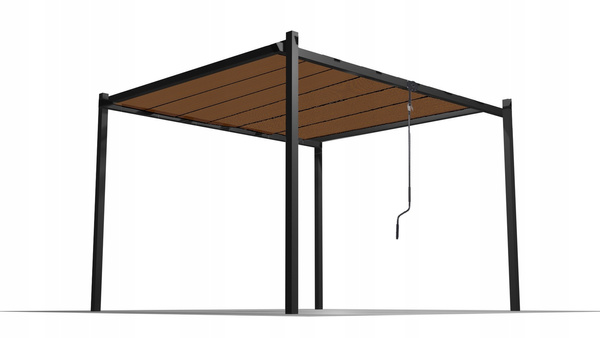 ZÁHRADNÍ PERGOLA S POHYBLIVÝMI LAMELAMI Z POLYKARBONÁTU 3 x 3 M HNĚDÁ *4016