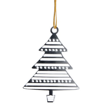 SET OF 3 CHRISTMAS TREE DECORATIONS - CHRISTMAS TREE SILVER 6 x 8 CM