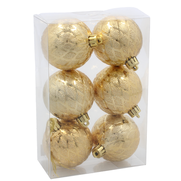 KPL. 6 BOMBEK 6 CM RED / GOLD / SILVER *3832