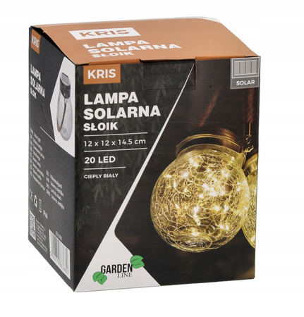 SOLAR JAR 12 x 12 x 14.5 CM KRIS 20 LED WARM WHITE