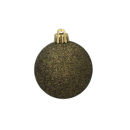 SET OF 35 BAUBLES OLIVE/COPPER/GRAPHITE MIX DESIGNS