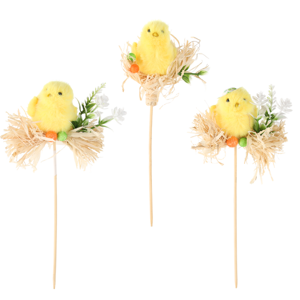 DECORAȚIUNE DE PASTE PE TULIPA - PURCEL PE PAIE 5 x 23 CM MIX 3 MODELE pachet=12buc *9120