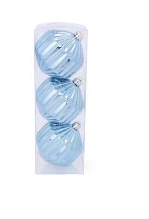SET OF 3 BAUBLES 8 CM PURPLE/BLUE