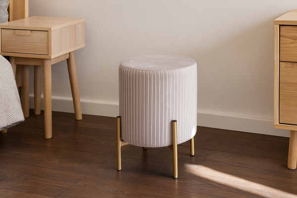 ROUND POUF WITH LEGS 28 X 42 CM GREY