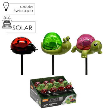 SOLAR LAMP FUNNY TURTLE / SNAIL / LADYBIRD WARM WHITE disp=12pcs