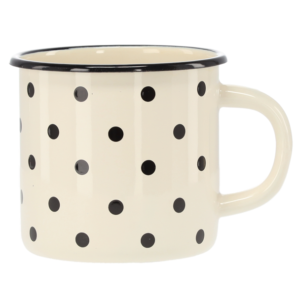 ENAMEL MUG 1 L 11 CMWHITE DOTS *3158