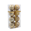 SET OF 8 CHRISTMAS BAUBLES GOLD 6 CM