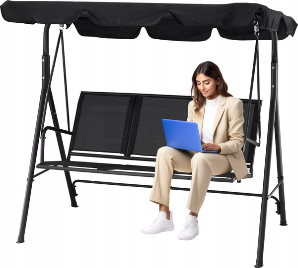 LEAGĂN DE GRĂDINĂ DIN TEXTILENE 170 x 110 x 153 cm NEGRU *3118