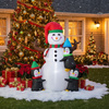 INFLATABLE SNOWMAN WITH PENGUINS LED 190 CM
