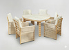 ZESTAW MEBLI OGRODOWYCH ALUMINIOWYCH (STÓŁ + 6 FOTELI) BEŻOWY + BEŻOWE PODUSZKI