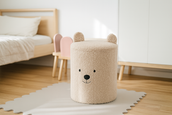 SKŁADANA PUFA ZE SCHOWKIEM 28 x 28 x 34 CM JASNY BEŻ *4250