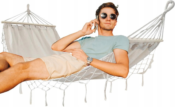 BOHO HAMMOCK WITH FRINGES 200X100 CM BEIGE