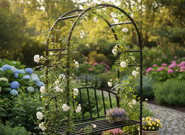 PERGOLA OGRODOWA Z ŁAWKĄ 115 x 45 x 208 CM