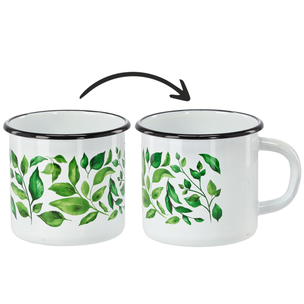 KUBEK EMALIOWANY 1 L 11 CM BIAŁY FIKUS *9020