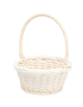 KOSZYK RATTANOWY 25 x 25 x 12/31 CM Z RĄCZKĄ - BIAŁY *6933