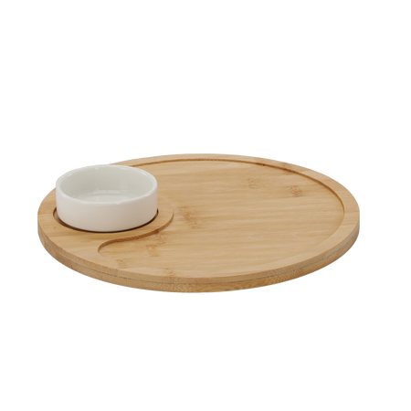 ROUND CHIP & DIP TRAY SET WITH 1 BOWL