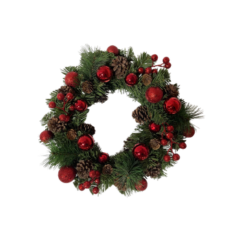 CHRISTMAS WREATH 36 CM WITH CONES RED