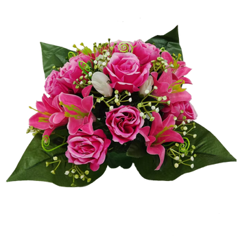 ARANJAMENT FLORAL ARTIFICIAL RĂNDURI ŞI LILIAC 25 x 27 x 27 CM MIX DE CULORI ambalaj=12 buc *2959