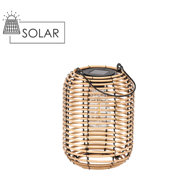 LAMPION SOLARNY  METALOWY - BEŻOWY 24 CM *8914