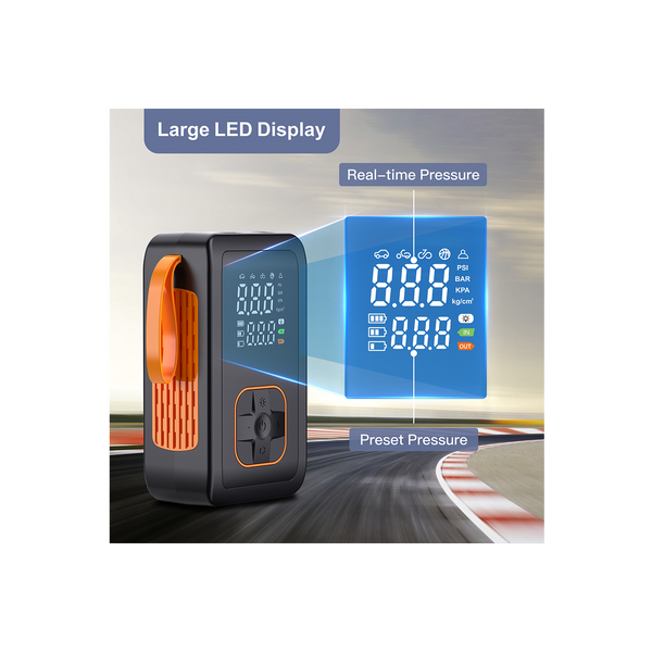 CORDLESS DIGITAL TIRE INFLATOR 7,4V WITH LED LIGHT