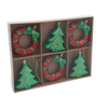 SET OF 6 CHRISTMAS TREE ORNAMENTS - WREATH / CHRISTMAS TREE 8CM pack=6sets