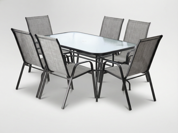 GARDEN FURNITURE SET-TABLE 150 x 90 x 70 cm/NEO2286/ + 6 CHAIRS 54 x 72 x 96 cm/NEO9917 X 3/