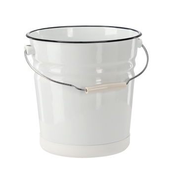 WHITE ENAMEL BUCKET, 12 LITERS, 26 CM