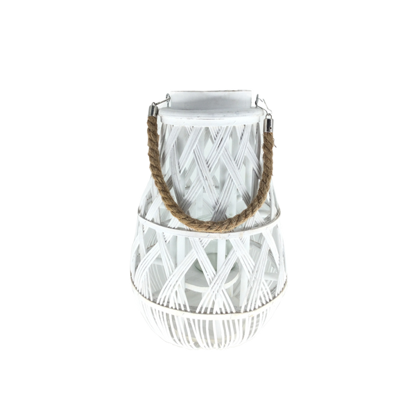 LAMPION 24 x 55 CM S SKLENENOU VLOŽKOU - BIELY *3100