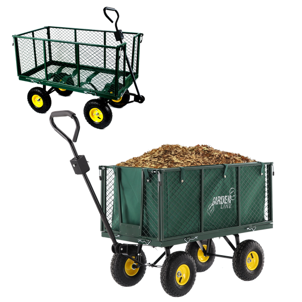 WÓZEK OGRODOWY DWUFUNKCYJNY XL - ZIELONY Z PLANDEKĄ *0108