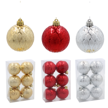 KPL. 6 BOMBEK 6 CM RED / GOLD / SILVER *3832