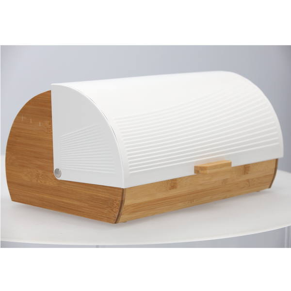 CHLEBAK ANISE - BAMBUSOVÝ S KOVOVÝM POKRYVEM 38 x 28 x 18,5 CM BÍLÝ 