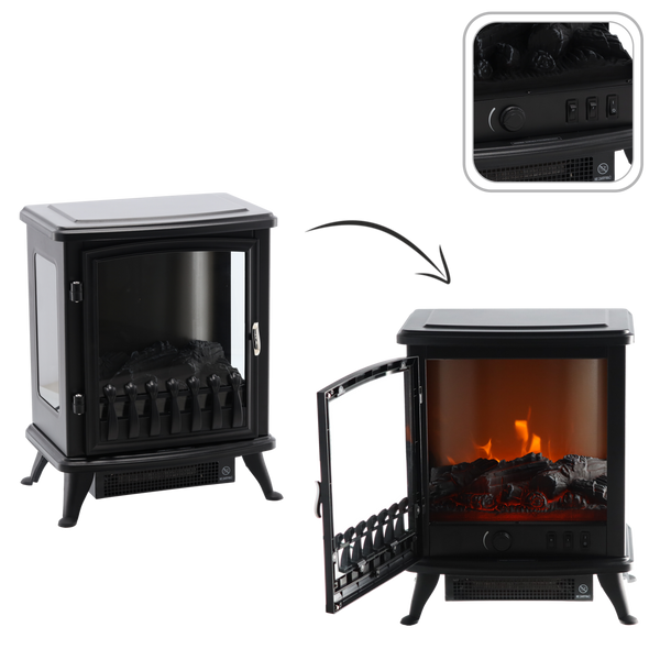 KOMINEK ELEKTRYCZNY - IMITACJA PŁOMIENIA - 41,5 x 28 x 50,8 CM - 900/1800W *5997