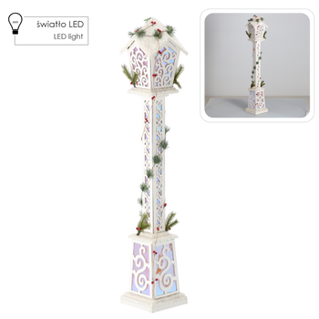 CHRISTMAS WHITE LED LANTERN 20 x 20 x 120 CM