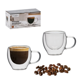 SET DE 2 CEȘTI TERMICE CU PERETE DUBLU 90 ML *9791