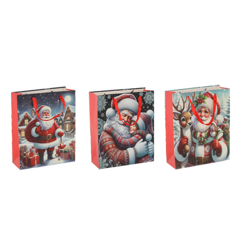 CHRISTMAS GIFT BAG "CHRISTMAS SANTA CLAUS" 26 x 32 x 10 CM MIX DESIGNS