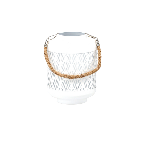 LAMPION METALOWY H 19/33 CM - BIAŁY *9173