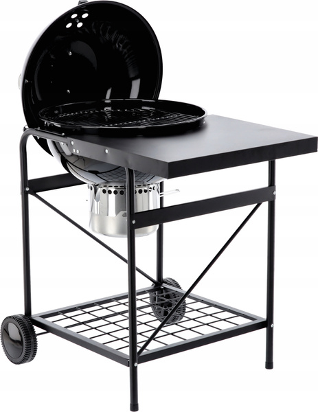 GRILL WĘGLOWY KULISTY Z POKRYWĄ I BLATEM 90 x 70.5  x 111 CM *0117